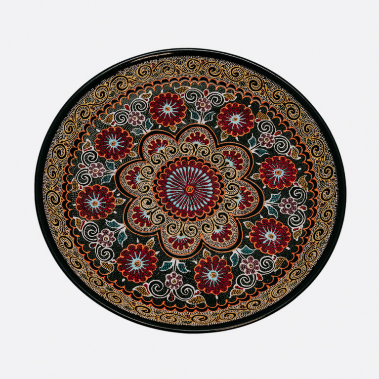 Unique handmade decorative plate from Uzbekistan, 38 cm, drip technique